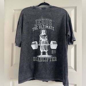 Christian Gym T-shirt Pump Cover Jesus Deadlift